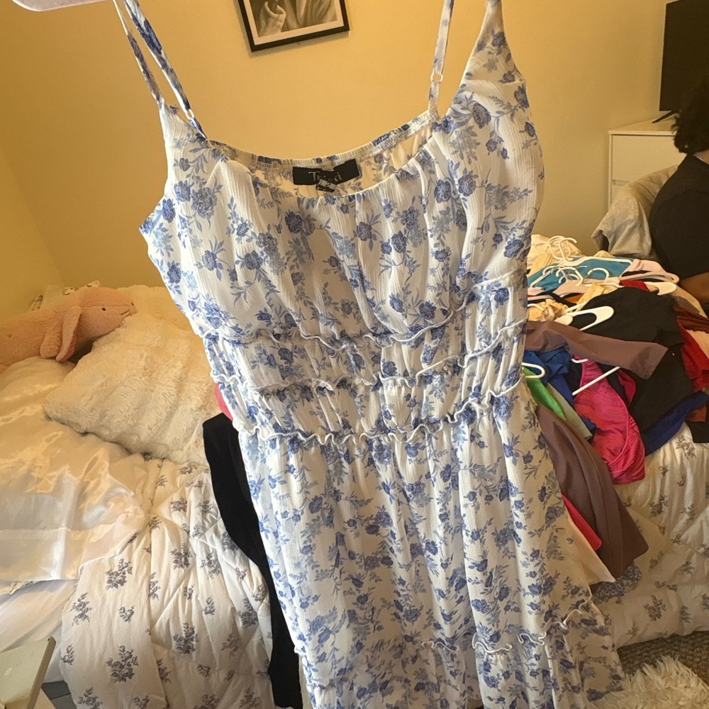 Floral Blue and White Women's Dress
